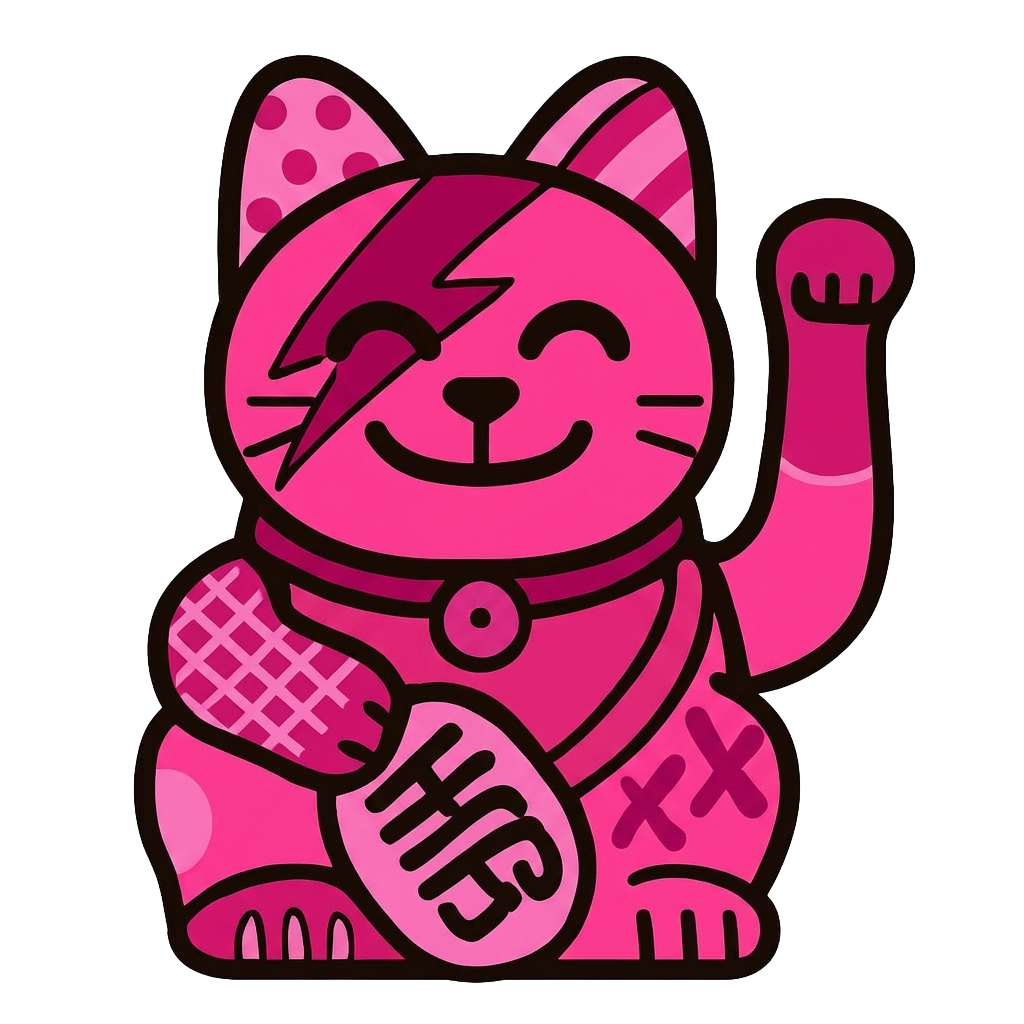 Pink hand-painted Maneki Neko Lucky Cat — symbol of love