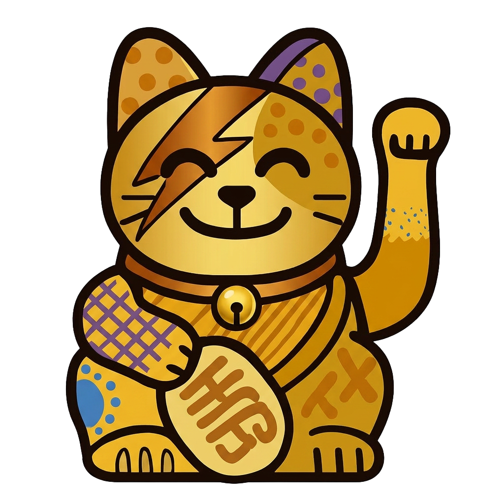 Gold hand-painted Maneki Neko Lucky Cat — symbol of wealth