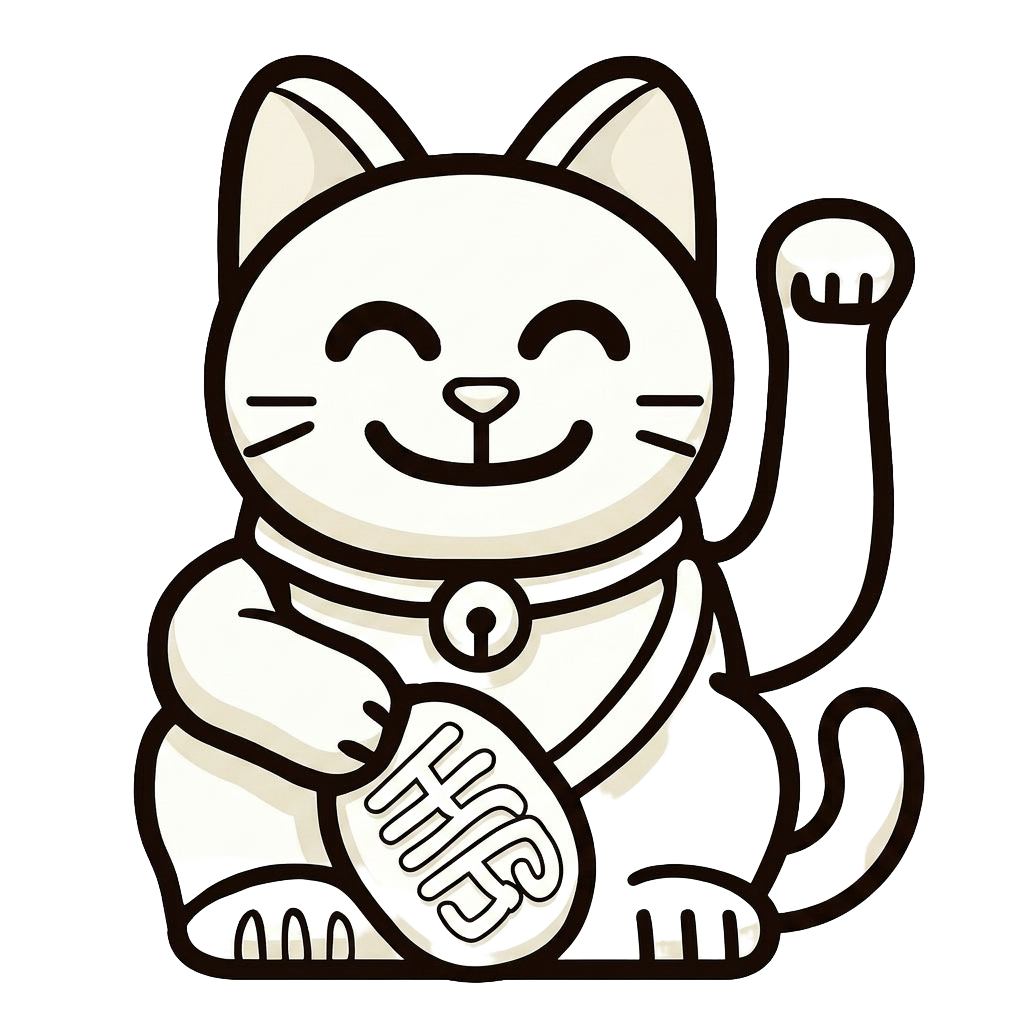 White hand-painted Maneki Neko Lucky Cat — symbol of happiness